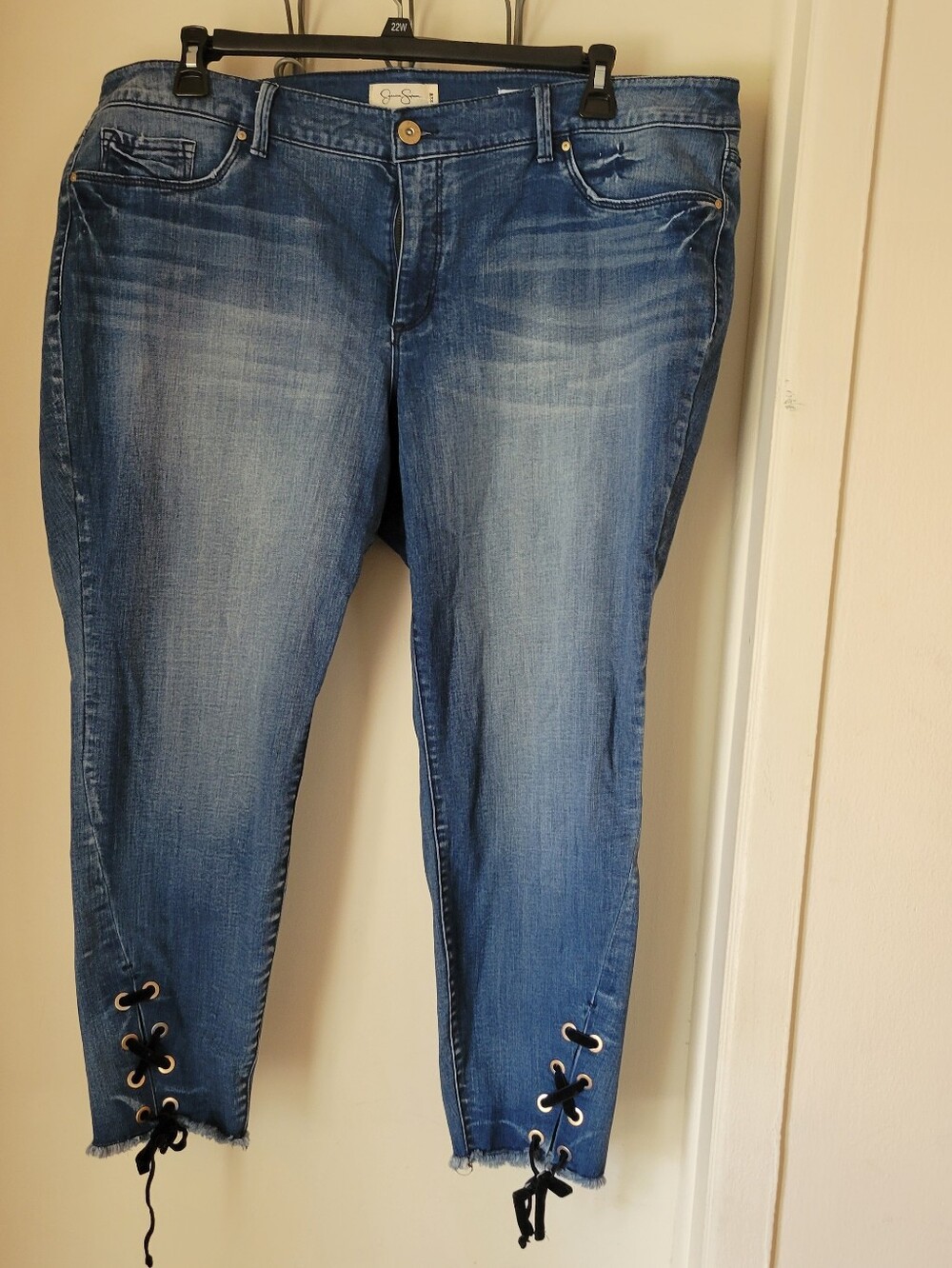 Cato Blue Lace-Up Ankle Skinny Jeans